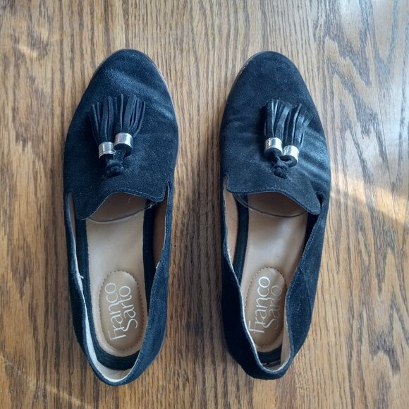 Black Suede Tassel Loafers Size 7 Classic Old Money Academia 90s Preppy Capsule - Picture 11 of 16